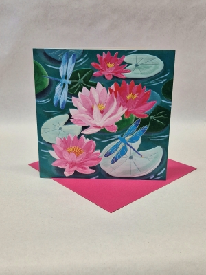 Blank Card 'Dragonflies and Waterlilies'