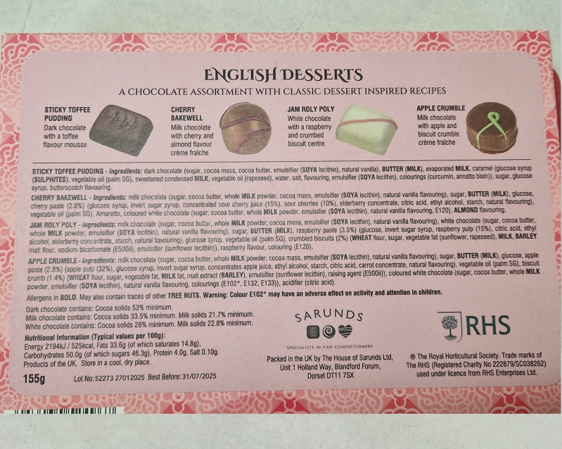 RHS Dessert Chocolates