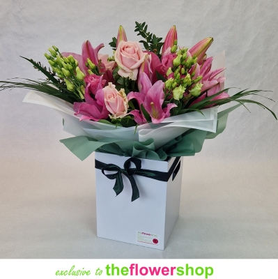 Rose and Lily Hand tied in Pink