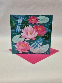 Blank Card 'Dragonflies and Waterlilies'