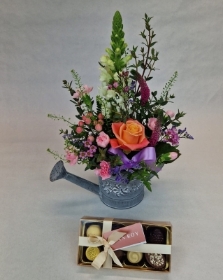 Cottage Garden Watering Can with Chocolates