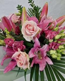 Rose and Lily Hand tied in Pink