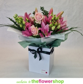 Rose and Lily Hand tied in Pink