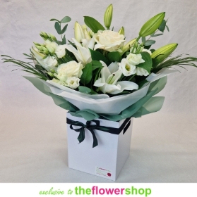 Rose and Lily Hand tied in White