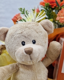 Teddy and Flowers Gift Basket